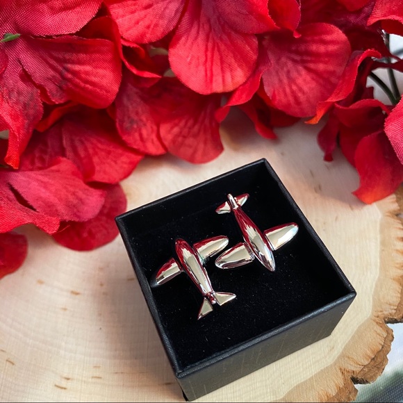Silver Low Wing Airplane Aviation Cufflinks - Picture 8 of 9